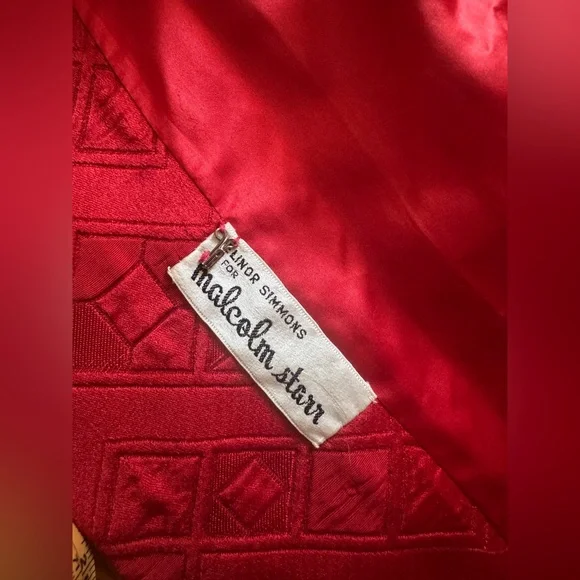 60s Vintage Malcolm Starr Red Satin Swing Coat - Picture 5 of 13